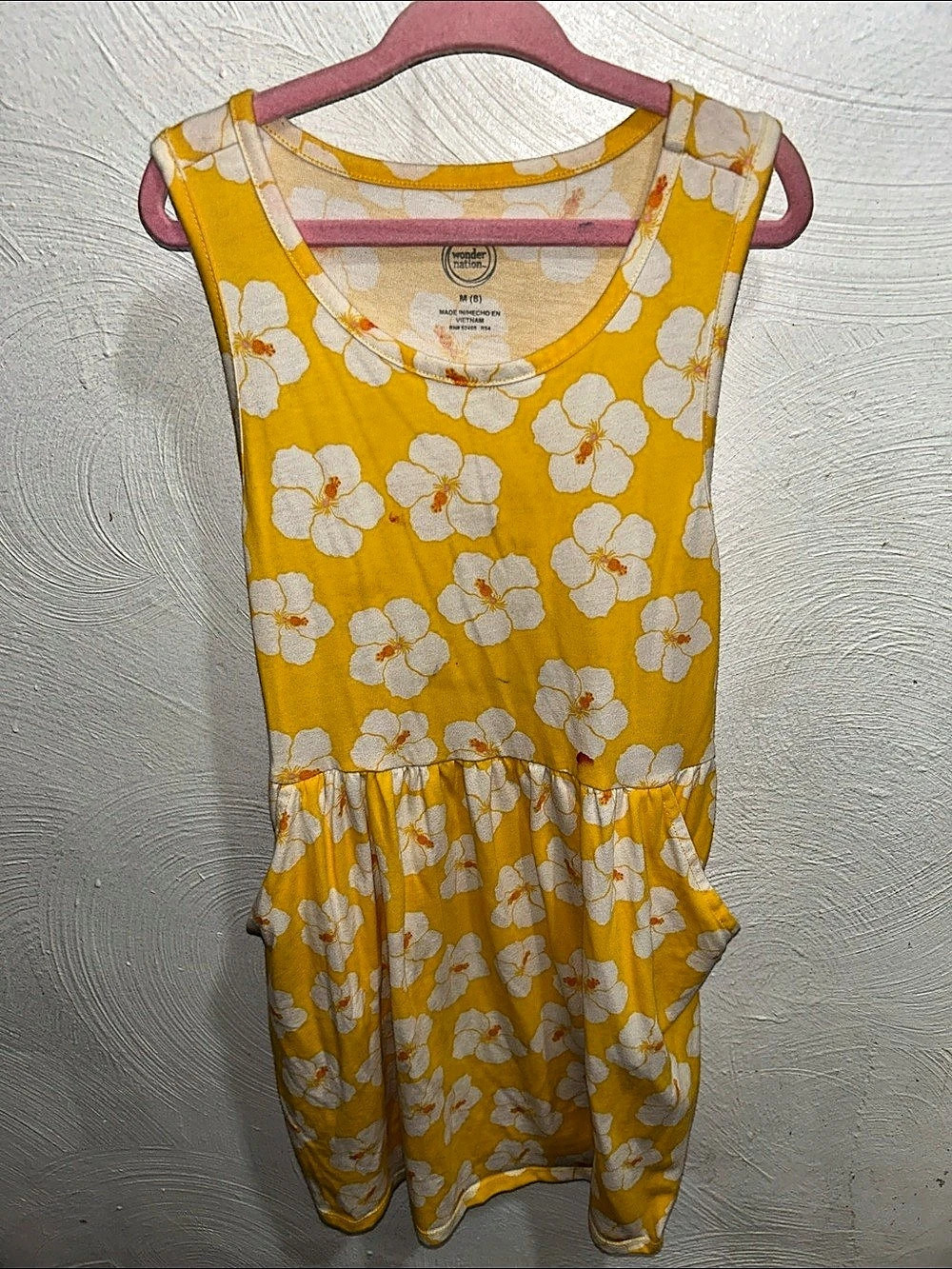 Wonder Nation Girls Floral Dress Yellow & White Size Medium (8)